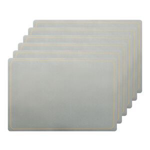 Set of 6 Heat Resistant Faux Leather Placemats 18x12 Inch Silver